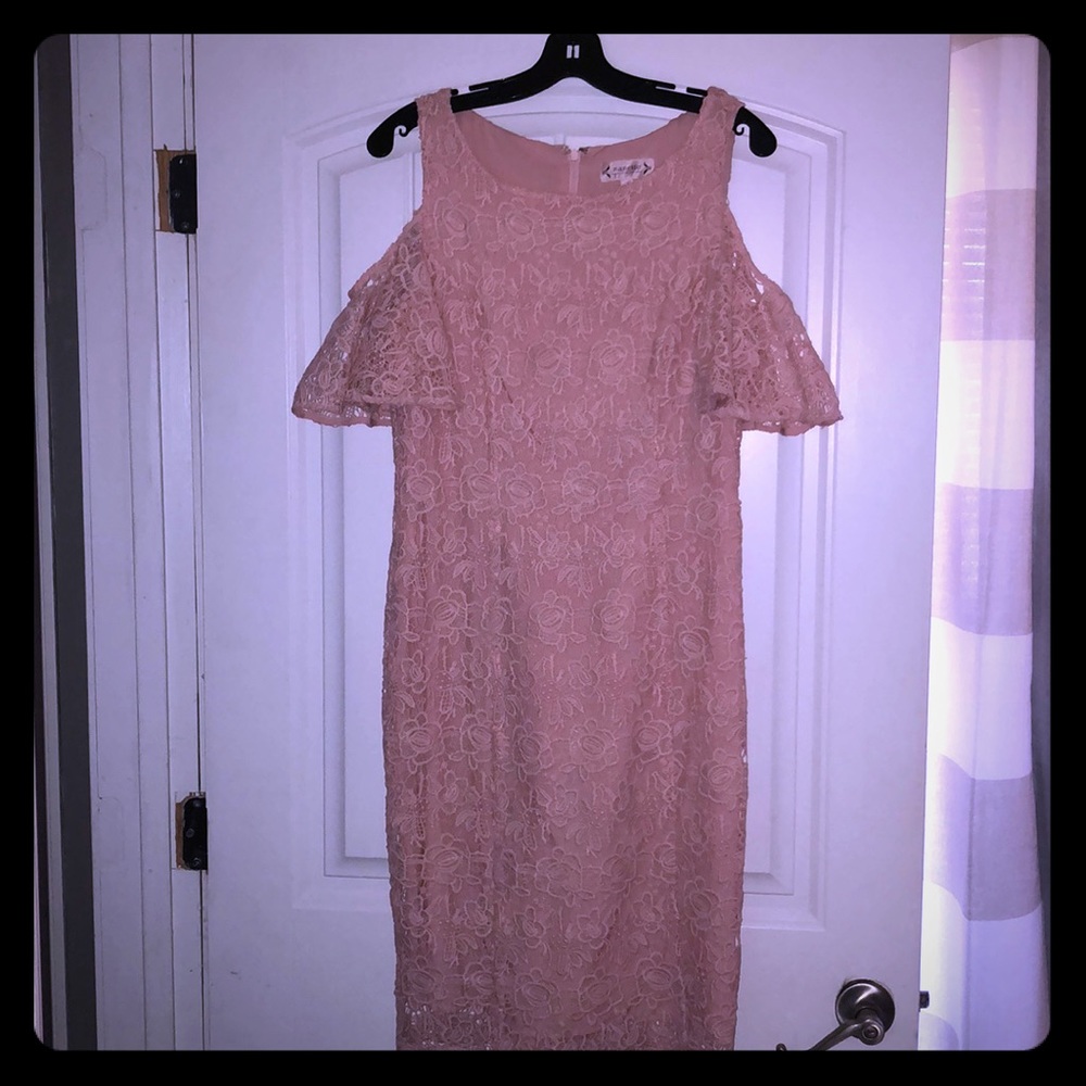 Pink Lace Midi Dress